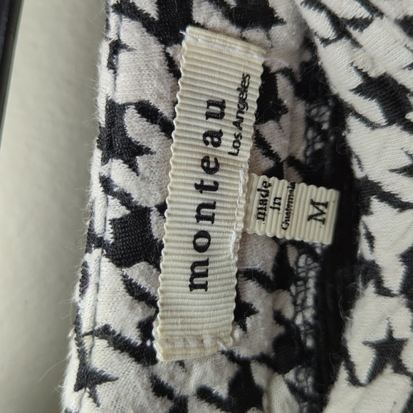 Monteau Black + White Houndstooth Shorts High Rise 2" Inseam Women's Size M - Picture 2 of 3
